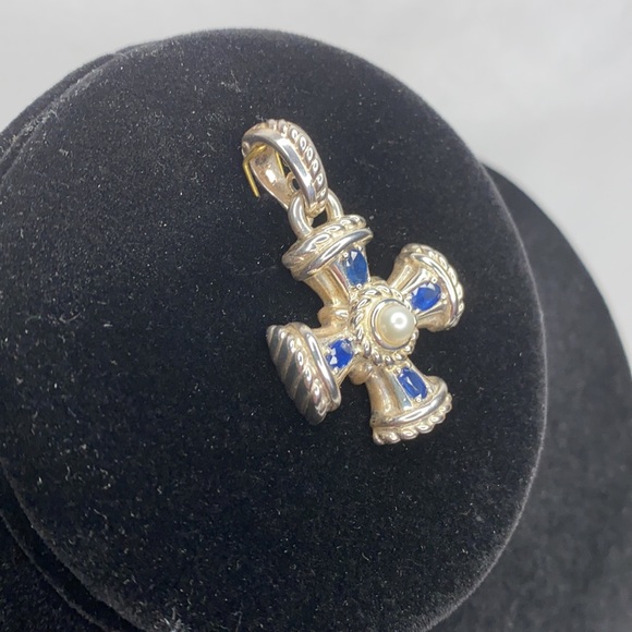 Judith Ripka Pearl and Sapphire Maltese cross Enhancer.925 - Picture 5 of 5